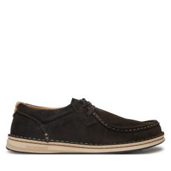 Półbuty Birkenstock. Brązowe codzienne półbuty męskie Birkenstock, bez wzorów, bez obcasa, bez zapięcia. Za 489.99 zł.