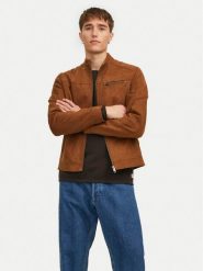 Jack & Jones Kurtka z imitacji skóry Rocky 12147218 Brązowy Regular Fit. Brązowe kurtki męskie Jack & Jones, l, bez wzorów, ze skóry, bez ramiączek, bez kaptura. Za 249.99 zł.