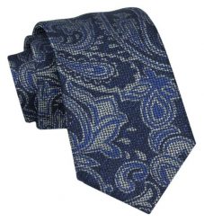 Klasyczny Męski Krawat - ALTIES - Niebieski i Granat, Wzór Kwiatowy. Niebieskie krawaty i muchy męskie Alties, bez wzorów, z tkaniny, eleganckie. Za 49.00 zł.
