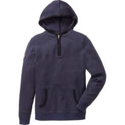 Sweter z zamkiem i kapturem Regular Fit bonprix niebieski melanż. Swetry męskie marki bonprix. Za 54.99 zł.