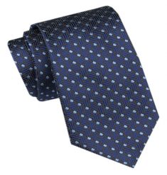 Modny Krawat Męski - Alties - Granatowy w Drobny Wzór. Niebieskie krawaty i muchy męskie Alties, bez wzorów, z tkaniny, eleganckie. Za 49.00 zł.