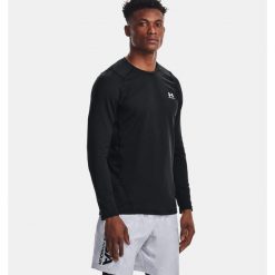 Bluza męska Under Armour ColdGear Fitted Crew. Czarne bluzy nierozpinane męskie Under Armour, m, bez wzorów, sportowe, bez ramiączek, bez kaptura. Za 172.99 zł.