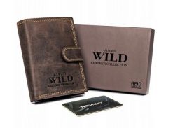 Portfel brązowy Always Wild N4L-P-CHM-1027 BROWN. Brązowe portfele męskie Always Wild, bez wzorów, z nubiku. Za 50.00 zł.