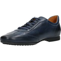 Półbuty TINO. Niebieskie eleganckie półbuty męskie Gino Rossi, sportowe, bez obcasa, bez zapięcia. W wyprzedaży za 279.90 zł.