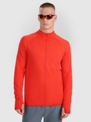 4F Bluza do biegania regular szybkoschnąca męska - czerwona M. Czerwone bluzy bez kaptura męskie 4f, m, bez wzorów, z materiału, bez kaptura. Za 199.99 zł.