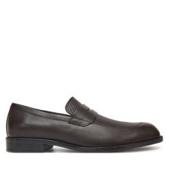 Półbuty BOSS. Brązowe eleganckie półbuty męskie Boss, wizytowe, bez obcasa, bez zapięcia. Za 509.99 zł.