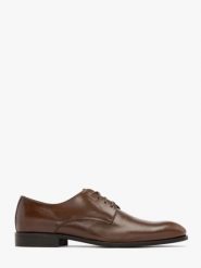 Brązowe półbuty męskie. Brązowe eleganckie półbuty męskie Ryłko, ze skóry, bez obcasa, bez zapięcia. Za 529.99 zł.