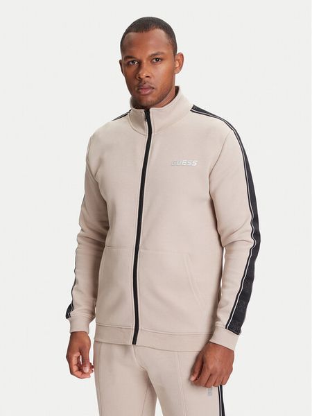 Guess Bluza Z2YQ10 KB3P2 Beżowy Regular Fit. Brązowe bluzy rozpinane męskie Guess, l, z aplikacjami, z bawełny, bez ramiączek, bez kaptura. Za 229.99 zł.