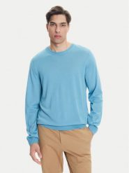 BOSS Sweter Leno-P 50468239 Błękitny Slim Fit. Niebieskie kardigany męskie Boss, m, bez wzorów, ze lnu, bez ramiączek. Za 579.99 zł.