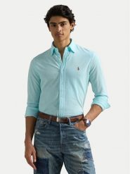 Polo Ralph Lauren Koszula 710932545009 Turkusowy Slim Fit. Niebieskie koszule męskie Polo Ralph Lauren, l, bez wzorów, z bawełny, bez kołnierzyka, bez ramiączek. Za 449.99 zł.