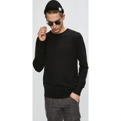 Brave Soul - Sweter. Czarne swetry męskie Brave Soul, z bawełny, z okrągłym kołnierzem, z krótkim rękawem. Za 69.90 zł.