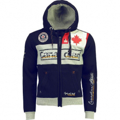 Bluza "Face" w kolorze granatowym. Niebieskie bluzy rozpinane męskie Canadian Peak, z aplikacjami, prążkowane. W wyprzedaży za 136.95 zł.