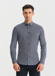 PAKO LORENTE – Granatowa koszula w kwiaty. Koszule męskie Pako Lorente, s, bez wzorów, z bawełny, bez kołnierzyka, bez ramiączek. Za 199.99 zł.