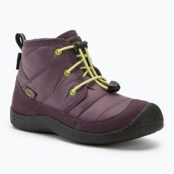 Buty juniorskie KEEN Howser II Chukka WP. Fioletowe buty trekkingowe męskie Keen, bez wzorów, sportowe, bez obcasa, bez zapięcia. Za 269.99 zł.