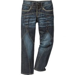 Dżinsy Regular Fit Straight bonprix ciemnoniebieski "used". Niebieskie jeansy męskie bonprix, bez wzorów, z jeansu. Za 149.99 zł.