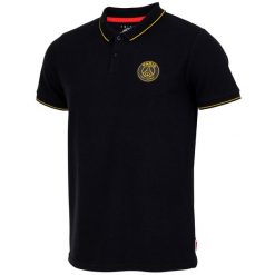 PSG polo męskie. Czarne koszulki polo męskie PSG, m, bez wzorów, sportowe, bez kołnierzyka, bez ramiączek. Za 214.99 zł.