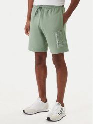 EA7 Emporio Armani Szorty sportowe 7M001315 AF13512 Zielony Regular Fit. Zielone szorty sportowe męskie EA7 Emporio Armani, bez wzorów, z bawełny, sportowe. Za 409.99 zł.