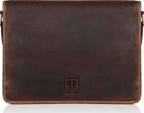 Paolo Peruzzi TORBA MĘSKA NA RAMIĘ BRĄZOWA VINTAGE PAOLO PERUZZI T-06-BR. Brązowe torby męskie na ramię Paolo Peruzzi, bez wzorów, vintage, na ramię. Za 595.75 zł.