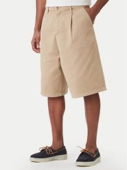 Guess Jeans Szorty materiałowe M6GD40 WGCV1 Beżowy Regular Fit. Brązowe szorty męskie Guess Jeans, z aplikacjami, z bawełny. Za 299.99 zł.