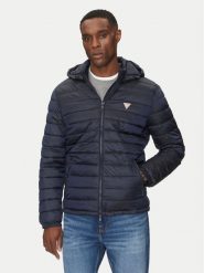 Guess Jeans Kurtka puchowa M5RL99 WHAB2 Granatowy Regular Fit. Niebieskie kurtki męskie Guess Jeans, l, z aplikacjami, z jeansu, bez ramiączek, bez kaptura. Za 479.99 zł.
