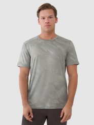 4F Koszulka treningowa regular szybkoschnąca męska - khaki M. Brązowe t-shirty męskie 4f, m, bez wzorów, z dzianiny, bez kołnierzyka, bez ramiączek. W wyprzedaży za 119.99 zł.