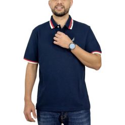 Koszulka Polo Męska Nautica Elm. Niebieskie koszulki polo męskie Nautica, m, bez wzorów, z bawełny, biznesowe, bez kołnierzyka, bez ramiączek. Za 259.00 zł.