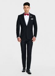 PAKO LORENTE – Ślubna czarna jednorzędowa marynarka smokingowa. Czarne marynarki męskie Pako Lorente, bez wzorów, z wełny. Za 4,469.93 zł.