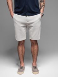 Krótkie spodenki męskie SLIM FIT z melanżowej strukturalnej dzianiny jasnoszare V5 OM-SRCS-0166 XL. Szare szorty sportowe męskie Ombre, bez wzorów, z dzianiny, sportowe. Za 272.31 zł.