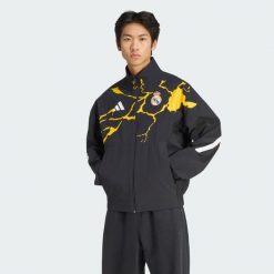 Adidas Real Madrid Avengers Z.N.E. Bluza reprezentacyjna. Czarne bluzy nierozpinane męskie ADIDAS, s, bez wzorów, z dresówki, sportowe, bez ramiączek, bez kaptura. Za 479.00 zł.