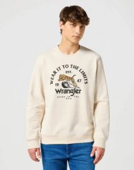 MESKA BLUZA WRANGLER CREWNECK SWEATSHIRT VINTAGE WHITE 112357365. Białe bluzy nierozpinane męskie Wrangler, m, bez wzorów, vintage, bez ramiączek, bez kaptura. Za 169.99 zł.
