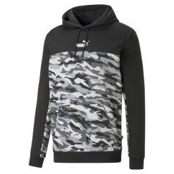Sweatshirt bluza z kapturem camo Puma ESS Block TR. Czarne bluzy nierozpinane męskie Puma, s, bez wzorów, sportowe, bez ramiączek, z kapturem. W wyprzedaży za 228.10 zł.
