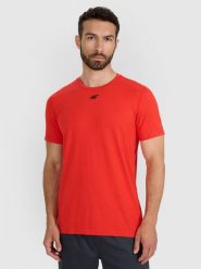 4F Koszulka treningowa szybkoschnąca męska - czerwona M. Czerwone t-shirty męskie 4f, m, bez wzorów, z elastanu, bez kołnierzyka, bez ramiączek. Za 99.99 zł.