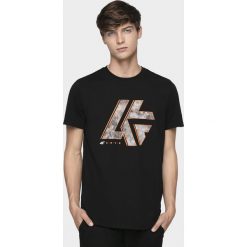 T-shirt męski TSM227 - głęboka czerń. T-shirty męskie 4f, m, bez wzorów, bez kołnierzyka, bez ramiączek. Za 59.99 zł.