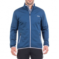 Bluza w kolorze niebieskim. Niebieskie bluzy rozpinane męskie Jeep, z nadrukiem. W wyprzedaży za 114.95 zł.