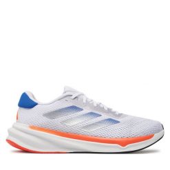 Buty do biegania adidas. Białe buty do biegania męskie ADIDAS, bez wzorów, bez zapięcia, do biegania. Za 419.99 zł.