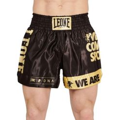 Spodenki treningowe LEONE 1947 DNA Kick-Thai. Czarne szorty sportowe męskie LEONE 1947, bez wzorów, sportowe. Za 189.99 zł.