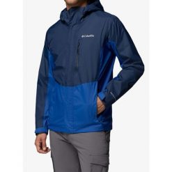 Kurtka przeciwdeszczowa Columbia Pouring Adventure III Jacket. Niebieskie kurtki męskie Columbia, bez wzorów, sportowe, bez ramiączek, bez kaptura. Za 414.69 zł.