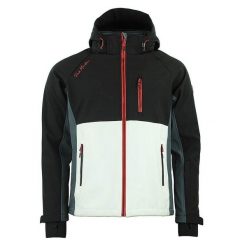 Kurtka Peak Mountain Shoftshell. Białe kurtki męskie Peak Mountain, bez wzorów, sportowe, bez ramiączek, bez kaptura. W wyprzedaży za 436.00 zł.