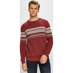 Produkt by Jack & Jones - Sweter. Brązowe swetry męskie PRODUKT by Jack & Jones, z bawełny, z okrągłym kołnierzem, z krótkim rękawem. W wyprzedaży za 99.90 zł.