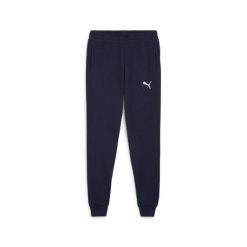 Spodnie sportowe męskie Puma. Niebieskie długie spodnie sportowe męskie Puma, bez wzorów, z bawełny, do piłki nożnej. Za 257.00 zł.