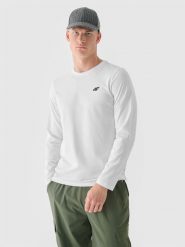 4F Longsleeve regular gładki męski - biały XL. Białe koszulki męskie z długim rękawem 4f, m, bez wzorów, z bawełny, sportowe, bez kołnierzyka, bez ramiączek. W wyprzedaży za 39.99 zł.