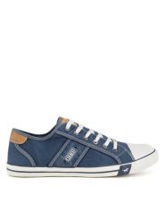 Mustang Trampki 4058-310 Niebieski. Niebieskie trampki męskie Mustang, bez wzorów, z materiału, bez zapięcia. Za 229.99 zł.