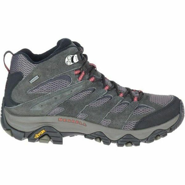 Buty górskie Merrell Moab 3 Mid Gore-Tex. Szare buty trekkingowe męskie Merrell, bez wzorów, z gore-texu, sportowe, bez obcasa, bez zapięcia. Za 798.00 zł.