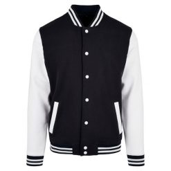 Męska Kurtka Basic Varsity. Białe kurtki męskie BUILD YOUR BRAND, m, bez wzorów, sportowe, bez ramiączek, bez kaptura. Za 153.99 zł.