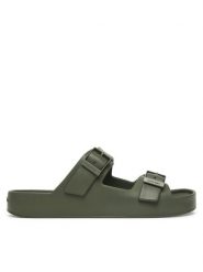 Calvin Klein Klapki Ergon Eva Double Bar Sandal HM0HM02116 Zielony. Zielone klapki i japonki męskie Calvin Klein, bez wzorów, z syntetyku. Za 249.99 zł.