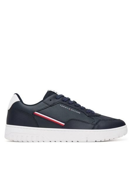 Tommy Hilfiger Sneakersy Th Basket Core Stripes FM0FM05631 Granatowy. Niebieskie buty sportowe na co dzień męskie Tommy Hilfiger, m, bez wzorów, ze skóry, bez ramiączek, bez kaptura. Za 329.99 zł.