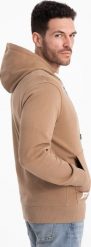 Ombre Bluza męska dresowa BASIC rozpinana z kapturem - brązowa V2 OM-SSBZ-0178 XXL. Brązowe bluzy z kapturem męskie Ombre, m, bez wzorów, z dresówki, z kapturem. Za 119.99 zł.