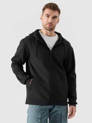4F Bluza dresowa rozpinana z kapturem męska - czarna L. Czarne bluzy rozpinane męskie 4f, l, bez wzorów, z bawełny, sportowe, bez ramiączek, z kapturem. Za 99.99 zł.