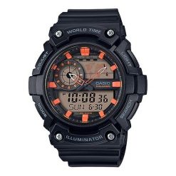 Zegarek Casio Męski AEQ-200W-1A2VEF WorldTime czarny. Czarne zegarki męskie Casio. Za 280.99 zł.