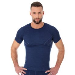 Koszulka męska Brubeck Active Wool Ss11710. Niebieskie bielizna termoaktywna męska Brubeck, m, bez wzorów, z elastanu, bez ramiączek. Za 197.00 zł.